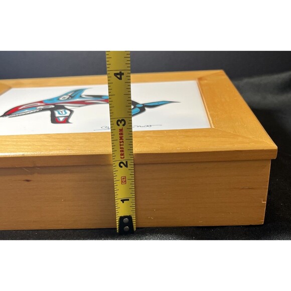Orca Whale Tile On Handmade Wood Trinket Box By Glenn Mcnutt Alaska Native Art - Picture 13 of 13
